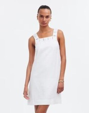 NWT Madewell Embroidered Tank Mini Dress in Linen Womens Size 12 White