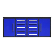 7FT Blue Garage Storage: 10-Drawer w/ 2 Cabinet Locking System - Heavy Duty