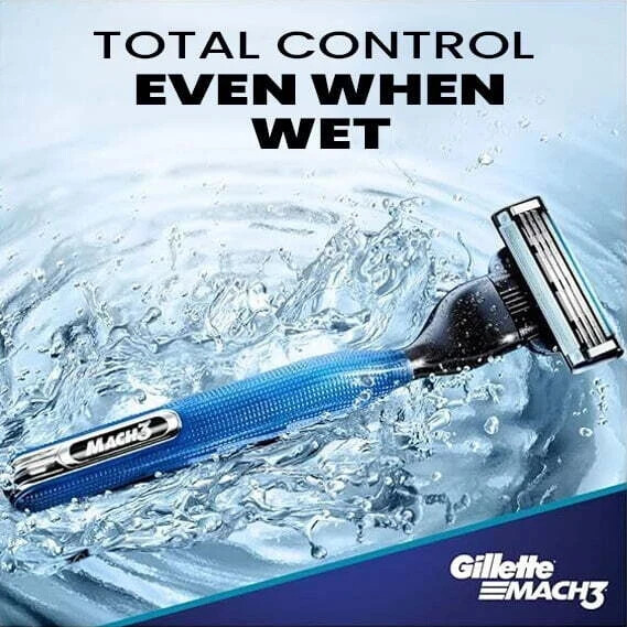 GilletteMach3 Razor for Men with Aqua Grip, 1 Razor Handle + 1 Blade Refill