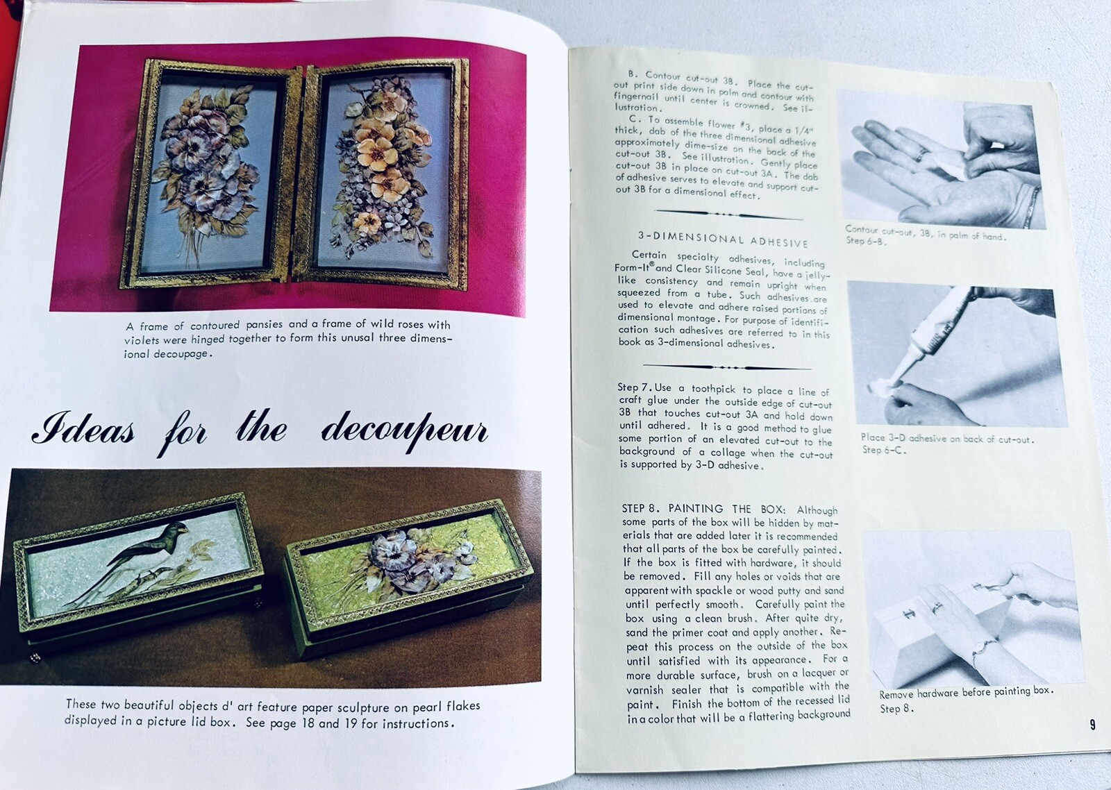 как выглядит Lot of 2 Vintage 1968-70 Decoupage Crafting Design Instruction Booklets фото