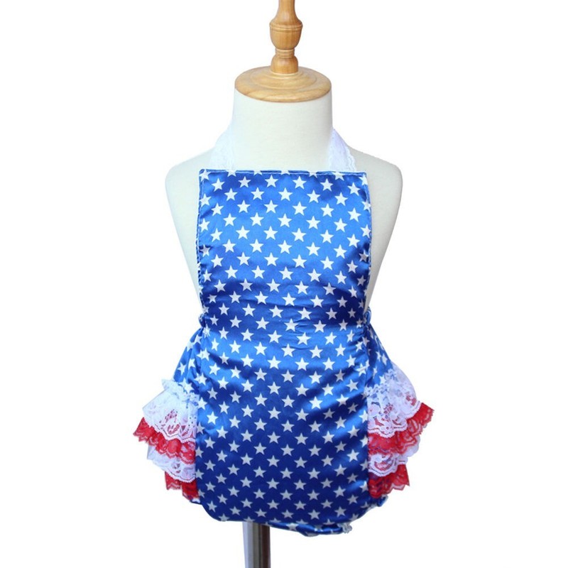 NEW Baby Girls 4th of July Patriotic Stars Lace Ruffle Romper Sunsuit 12-18 M