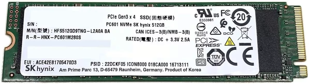 Pc601 nvme deals sk hynix 512gb