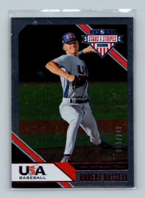 2020 Panini USA Baseball Stars & Stripes Longevity Ruby /249 Robert Hassell #46