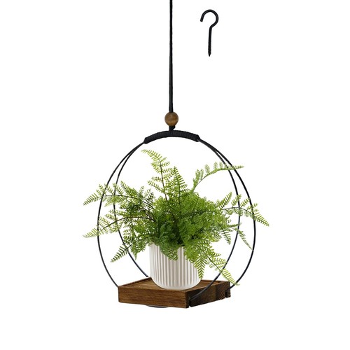 Hanging Planter for Indoor Plants, Black Plant Hanger Indoor with Sturdy Wood...