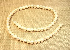 Lovely 16" Strand of 8mm x 6mm Oval White Iridescent Freshwater Pearls Lot B8