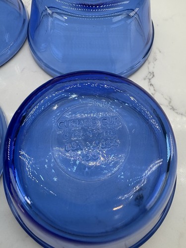 Vintage Anchor Hocking Cobalt Blue Custard Cups Ramekin 6 oz Set of 4 - Picture 10 of 12