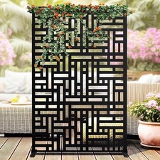 Metal Outdoor Privacy Screen 78"×48" Freestanding Fence Panel Decorative Panels