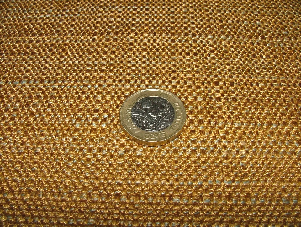 Cojín de tapicería de tela texturizada tejido rafia dorado rollo de 17 metros Foto 4 de 4