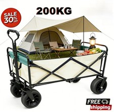 FOLDABLE GARDEN TRAILER COLLAPSIBLE PULL TROLLEY WAGON TRANSPORT HAND CART