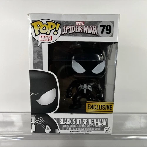 Funko Pop! Marvel Vinyl: Black Suit Spider-Man Exclusive Bobblehead Figure #79