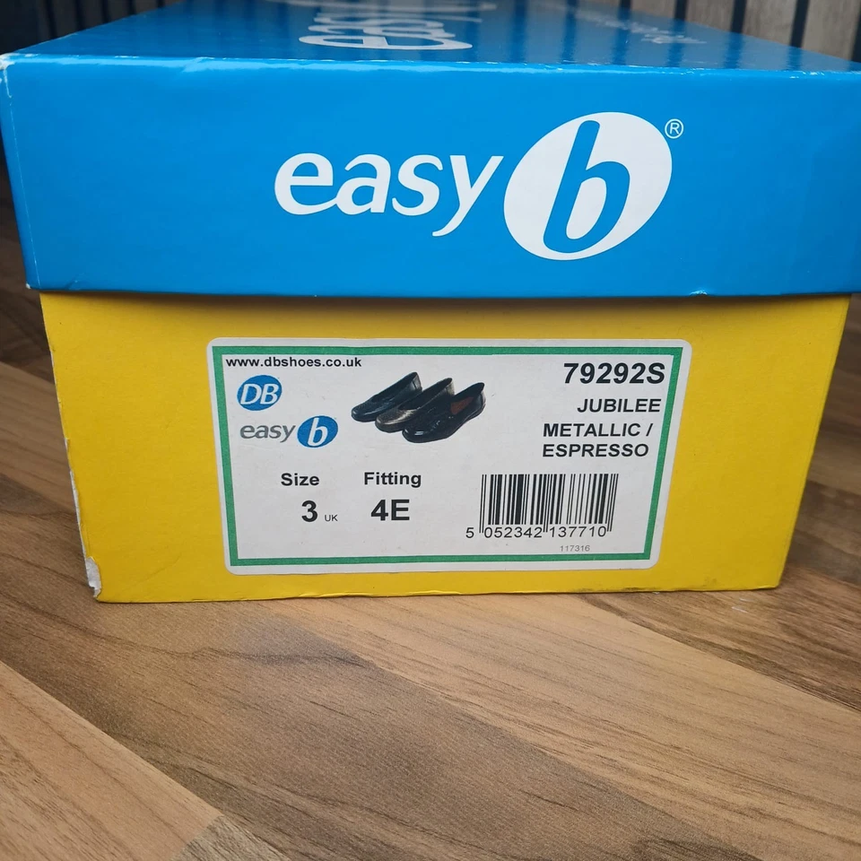 DB Easy B Jubilee Shoes Metallic/Espresso Size 3 Wide Fit - Image 2 of 4