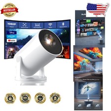 Mini Projector WiFi Bluetooth 1080P 180  Rotation Auto Keystone Smart Portabl...