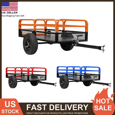 #ad For ATV UTV Heavy Duty Utility Cart Cargo Trailer Tow Behind Dump Cart 1500lbs $224.19