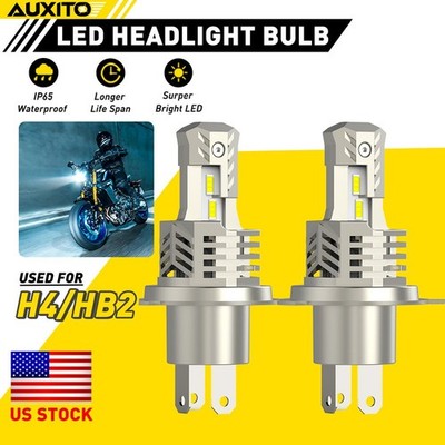 2x H4 9003 HB2  White LED Bulb Hi/Lo Beam 6500K DRL Light Motorcycle Headlight