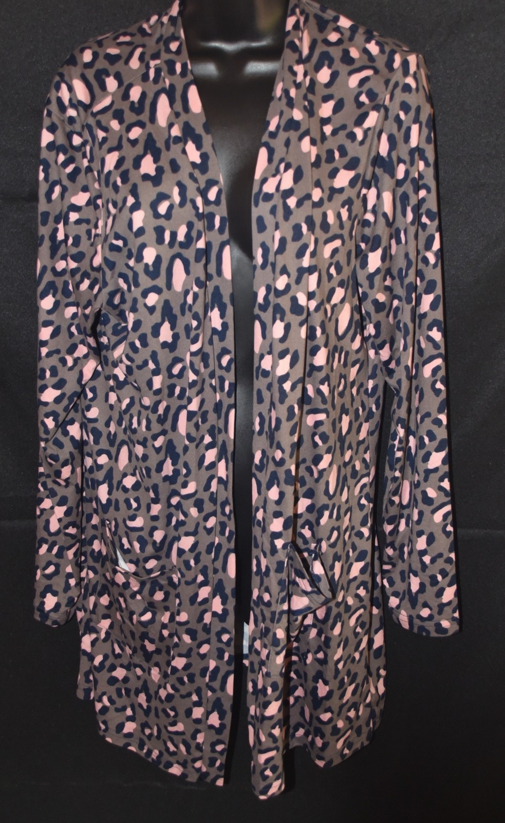 Cardigan Robe Cover-Up Women's 2XL Pink Leopard Animal Print Qixing c2536-image