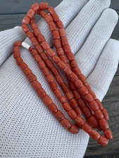 Antique Vintage Ukrainian Coral Beads Natural Undyed  Coral  Necklace