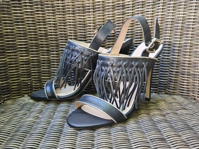 (M110 A23) 👠 Sandales à talons LIU JO — cuir noir à franges — Taille 40 🖤✨ - Photo 1/4