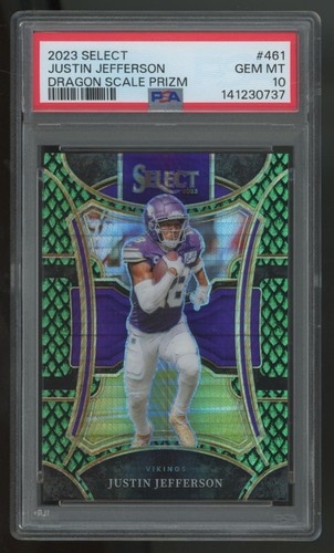 2023 Panini Select Justin Jefferson Suite Level Dragon Scale Prizm /70 #461 PSA