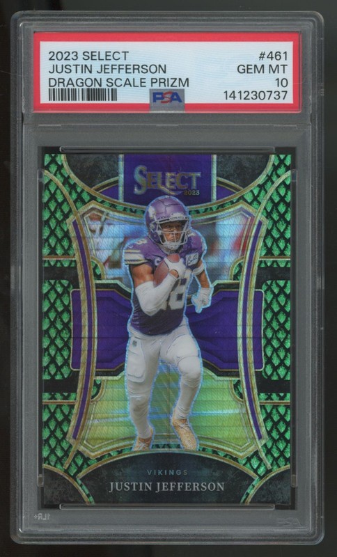 2023 Panini Select Justin Jefferson Suite Level Dragon Scale Prizm /70 #461 PSA