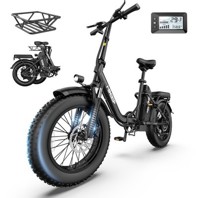 Hikeep 16'' Electric Bike 48V 13Ah 500W City ebike Adults Fat Tires Foldable bike
