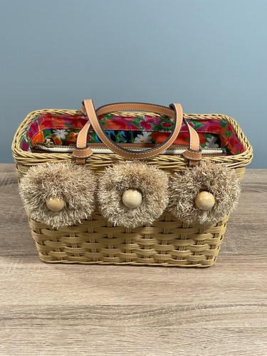 Frances Valentine Edie Wicker Basket Tote Bag