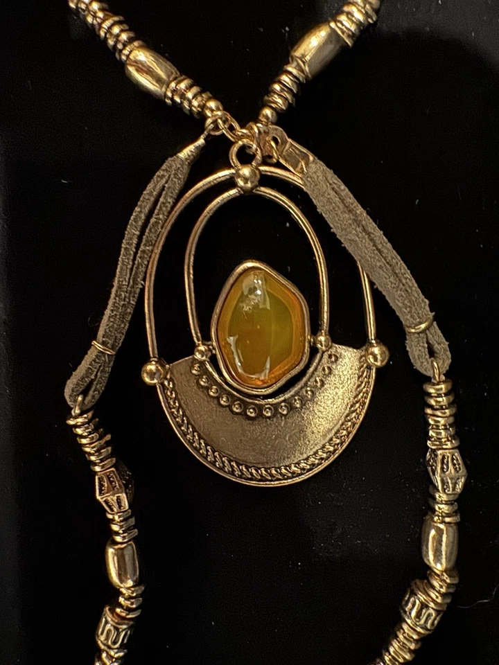 Nuevo Collar Free People Multistrand Cuentas Doradas Boho Indie Sleaze Años 70 Cuero Foto 2 de 4