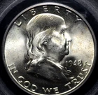 1948 D FRANKLIN HALF DOLLAR PCGS MS 64 FULL BELL LINES BLAZING SILVER SATIN