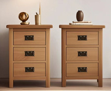 Oak Bedside Cabinets Pair – Oakcroft Set of 2 Nightstands Bedside Tables