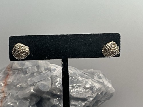 Tiffany & Co. 925 Sterling Silver Twist Love Knot Ball Stud Earrings Box Pouch+