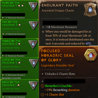 S13 Charms Full Set of The Crucible+125 Maximum Resource Customer Customization
