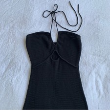 NWT Reformation Venete Halter Sweator Cutout Open Knit Midi Dress Black