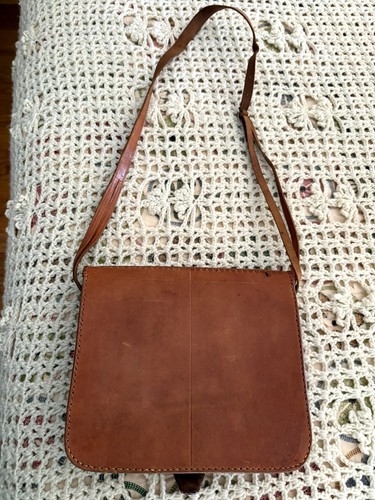 Vintage handbesetzte große Leder Handtasche Boho Need Conditioning Stiff Leather - Bild 2 von 8