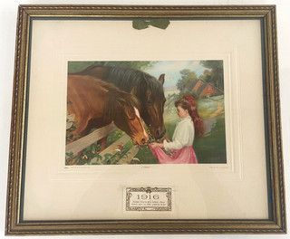 Framed Art Deco Rural Farming Horses R Atkinson Fox