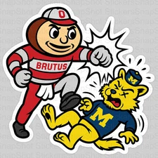 Ohio State Buckeyes "Brutus Beating up Michigan Wolverines Sticker/Decal 32
