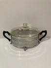 Vintage Glass Pyrex&Lid 9 Inch Oval Casserole Dish With Metal Cradle/Carrier