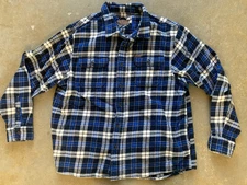 Orvis Men's Big Bear Heavyweight Flannel Shirt Cotton Black Size L, Shrunk,Used!