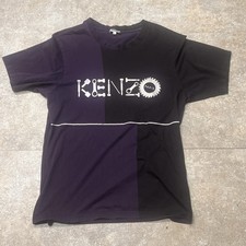 Kenzo Paris men's L t-shirt with a split design and a logo graphic Black Purple