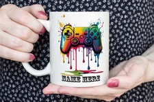 Gamer Personalised Mug Present Gift for Boys Men Coaster Mug Set Any Name