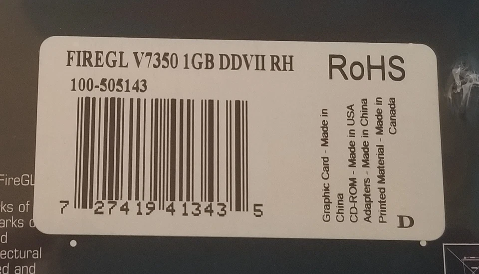 ATI FIREGL V7350 1GB PCI-EGDDR3 Video Card 100-505143 New sealed - Image 4 of 4
