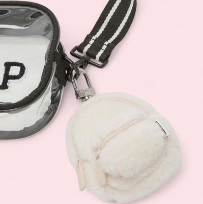 PINK by Victoria Secret White Sherpa Mini Backpack Charm Keychain
