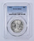 1941 Walking Liberty Half Dollar MS64 PCGS Blue Label