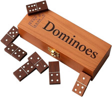 T One Dominos Set for Adults with Wooden Box 28 Tiles  Dominos for Kids  Fami