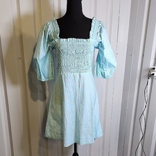 Ganni Shirred Floral-Print Organic Cotton-Poplin Mini Dress Size EU40 US 8/10