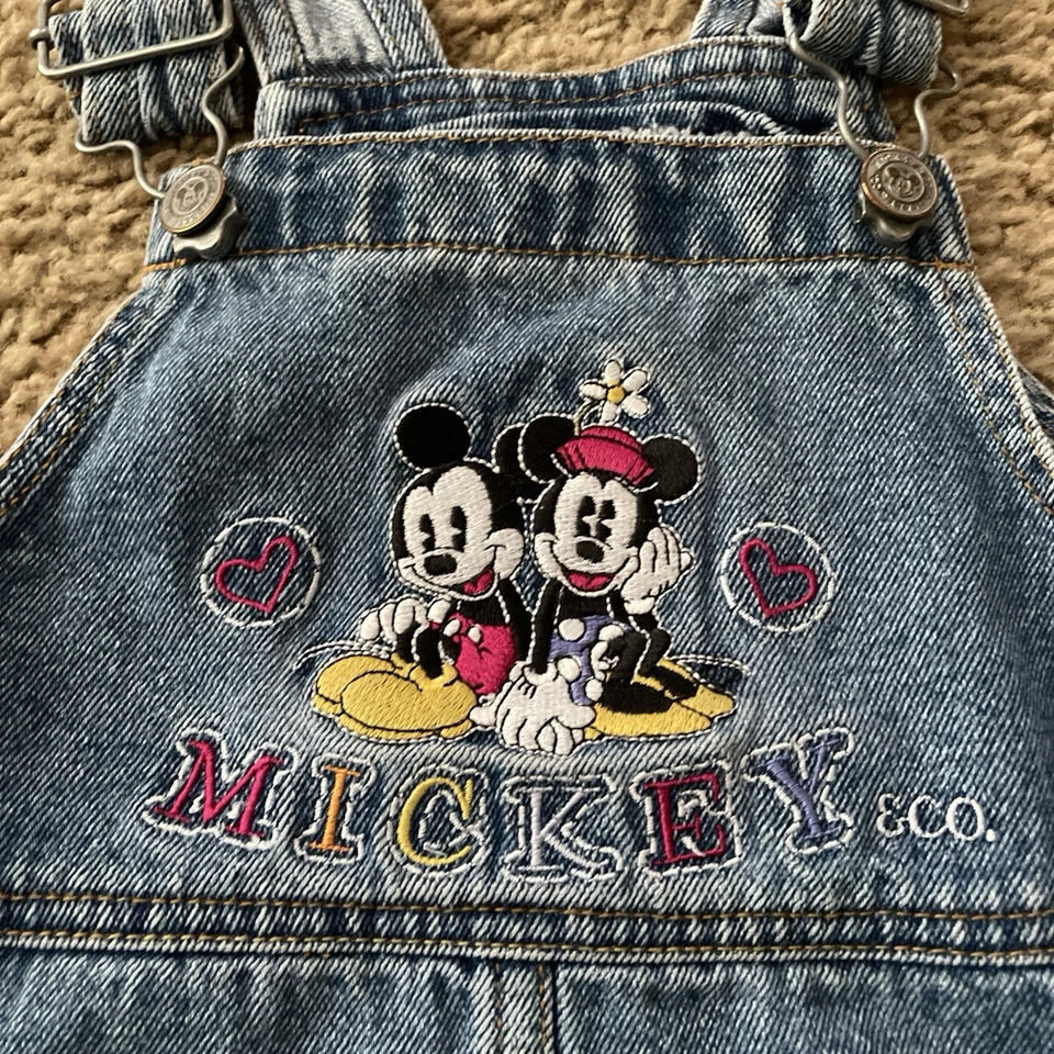 Vestido Jersey De Colección Mickey & Co Denim Niñas Talla 6 Disney Bolsillos Minnie Bordado Foto 3 de 4