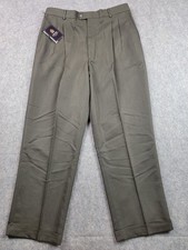 Chaps Ralph Lauren Pants Mens 36x30 Olive Green Pleated Dress Trousers Classic