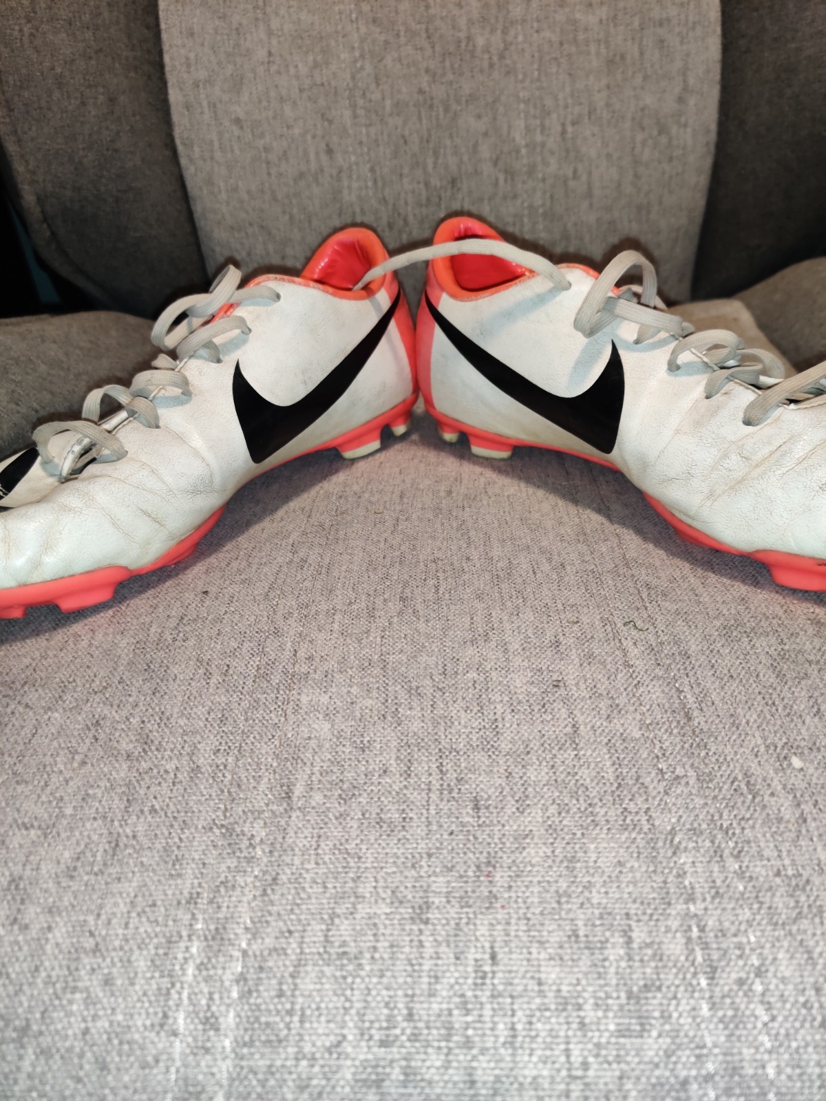 Nike Mercurial Soccer Cleats Youth Size 4 Orange White thumbnail 2