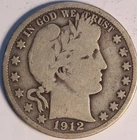 1912 D Barber Half Dollar, Nicely Circulated, Choice VG, Nice Date, Sharp Coin!