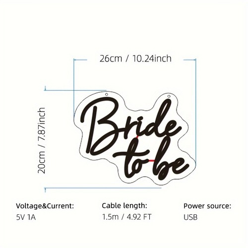 Bride To Be Smart Neon Sign USB Powered White LED Neon Light Signs - Picture 6 of 6