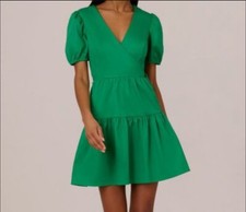 Adrianna by Adrianna Papell Women's Green Surplice Side Tie Dress Size 6