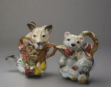 Vintage Fitz and Floyd Classics Enchanted Holiday Cream & Sugar Fox & Polar Bear